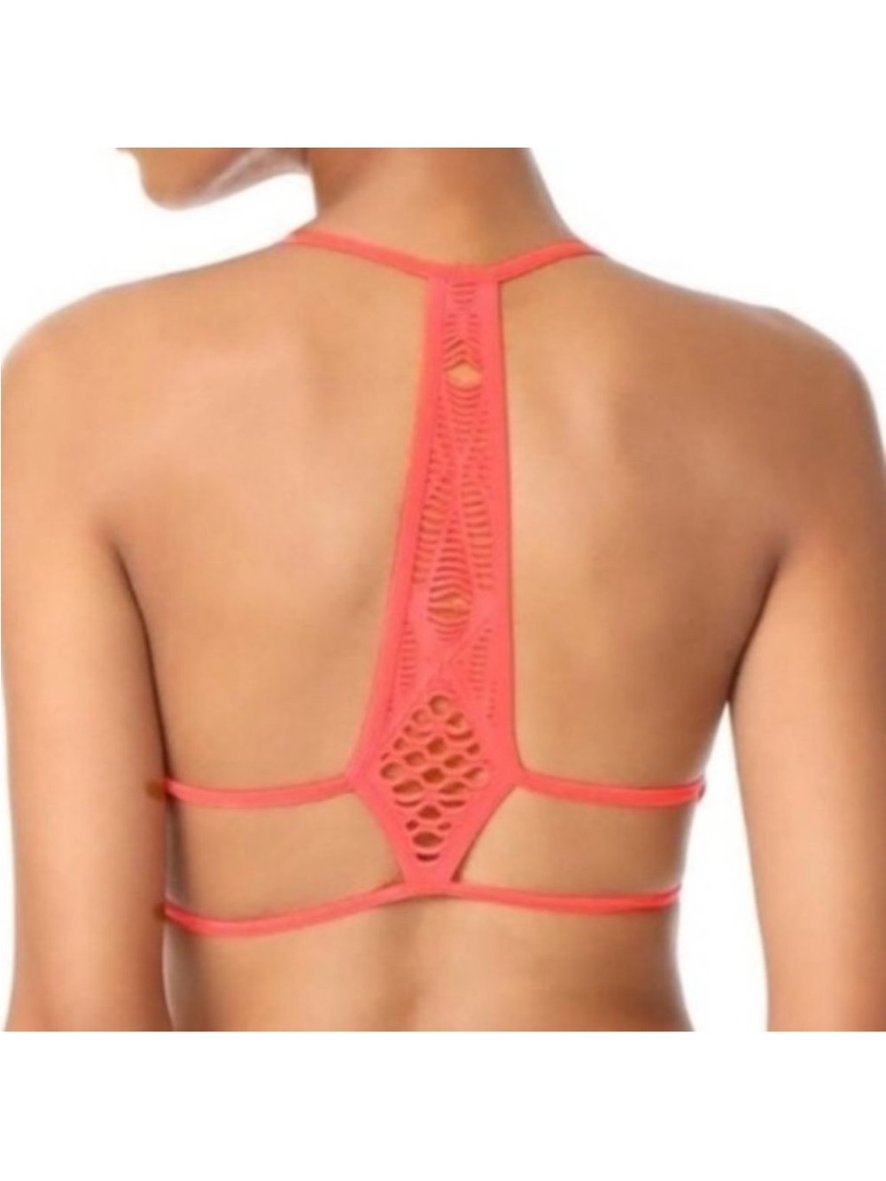 Free People Macrame Bra Bralette in Coral Pink NWT